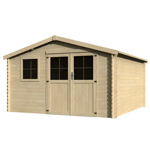 Casetta in Legno da Giardino 4x3 Doppia Porta Block-House 34mm