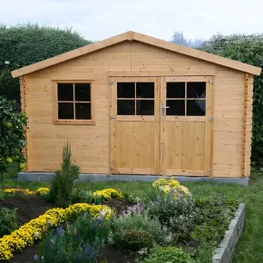 Casetta in Legno da Giardino 4x3 Doppia Porta Block-House 34mm 2