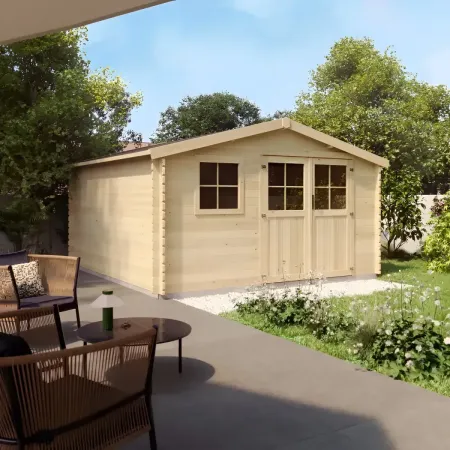 Casetta in Legno da Giardino 4x3 Doppia Porta Block-House 34mm
