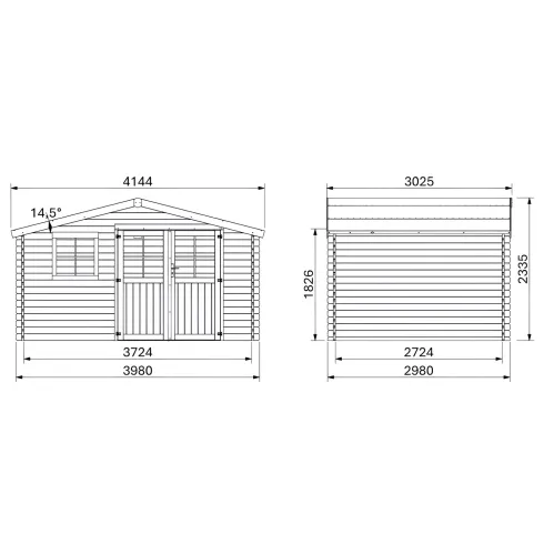 Casetta in Legno da Giardino 4x3 Doppia Porta Block-House 34mm