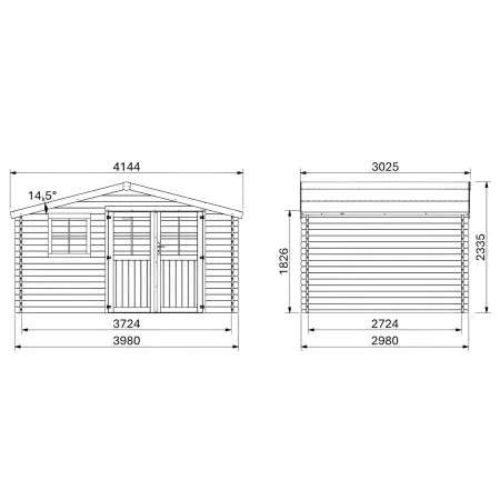 Casetta in Legno da Giardino 4x3 Doppia Porta Block-House 34mm