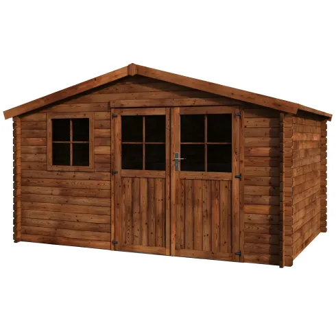 Casetta in Legno Trattato da Giardino 4x3 Doppia Porta Block-House 34mm