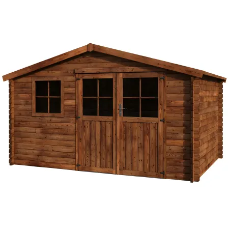 Casetta in Legno Trattato da Giardino 4x3 Doppia Porta Block-House 34mm
