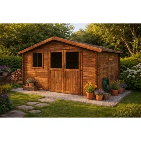 Casetta in Legno Trattato da Giardino 4x3 Doppia Porta Block-House 34mm 2