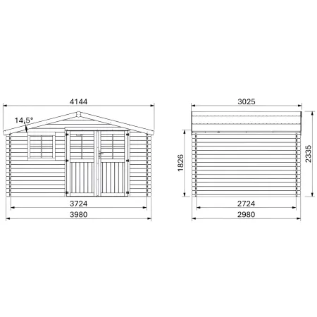 Casetta in Legno Trattato da Giardino 4x3 Doppia Porta Block-House 34mm