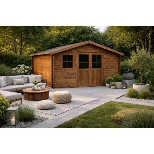 Casetta in Legno Trattato da Giardino 4x3 Doppia Porta Block-House 34mm