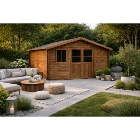 Casetta in Legno Trattato da Giardino 4x3 Doppia Porta Block-House 34mm