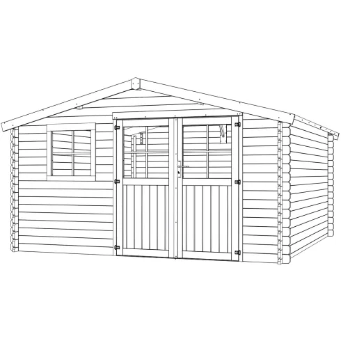 Casetta in Legno 34 mm da Giardino 4x4 Doppia Porta Vetri Block-House