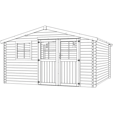 Casetta in Legno 34 mm da Giardino 4x4 Doppia Porta Vetri Block-House