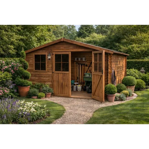 Casetta in Legno Trattato 34mm da Giardino 4x4 Doppia Porta Block-House