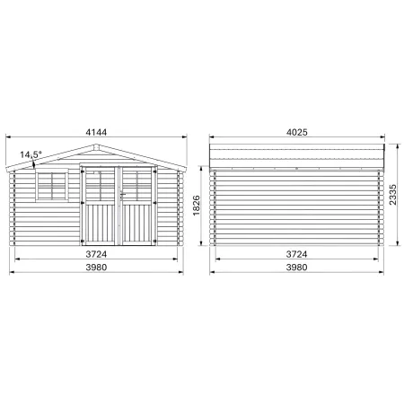 Casetta in Legno Trattato 34mm da Giardino 4x4 Doppia Porta Block-House