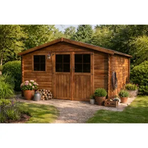 Casetta in Legno Trattato 34mm da Giardino 4x4 Doppia Porta Block-House 2