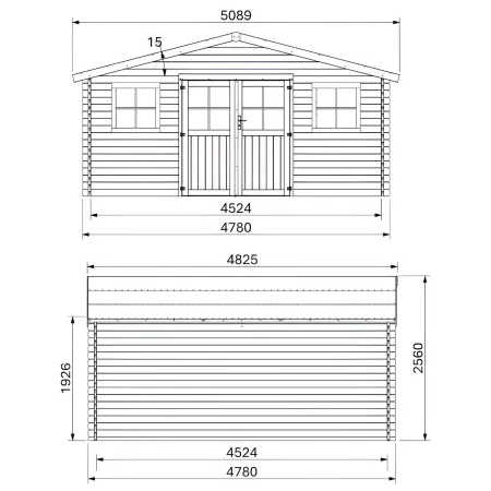 Casetta in Legno da Giardino 34mm 5x5 per Attrezzi Doppia Porta Finestre