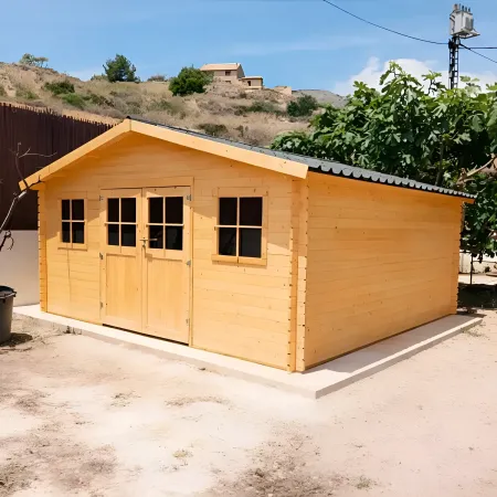 Casetta in Legno da Giardino 34mm 5x5 per Attrezzi Doppia Porta Finestre