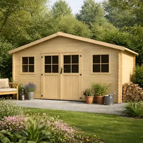 Casetta in Legno da Giardino 34mm 5x5 per Attrezzi Doppia Porta Finestre 2