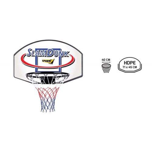 Tabellone Canestro da Basket Metallo Rete Bambini Bimbi Pallacanestro Basketball
