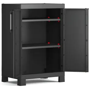 Armadio Basso Garage Keter 2 Ripiani Compatto Nero Balcone Resistente da Esterno | BricoShop24 2