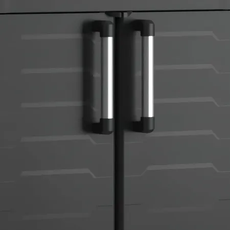 Armadio Basso Garage Keter 2 Ripiani Compatto Nero Balcone Resistente da Esterno | BricoShop24