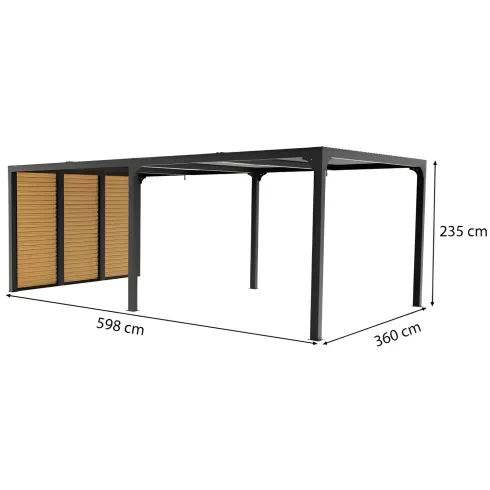 Pergola bioclimatica in alluminio 3.6x6 antracite con veneziane