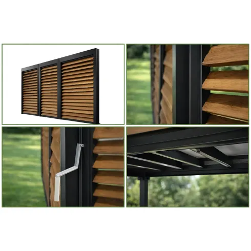 Pergola bioclimatica in alluminio 3.6x6 antracite con veneziane