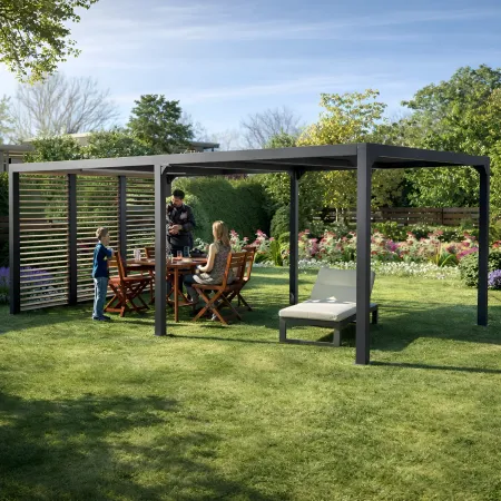 Pergola bioclimatica in alluminio 3.6x6 antracite con veneziane