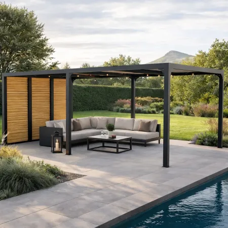 Pergola bioclimatica in alluminio 3.6x6 antracite con veneziane