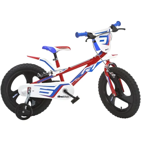 Bicicletta Rotelle per Bambini 16" Gomme Gonfiabili 2 Freni Blu Rosso