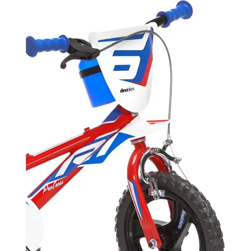 Bicicletta Rotelle per Bambini 12" Freno Anteriore Gomma EVA Blu Rosso