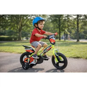 Bicicletta per Bambini 12" con 1 Freno Rotelle 3 4 5 anni Giallo Rosso 2