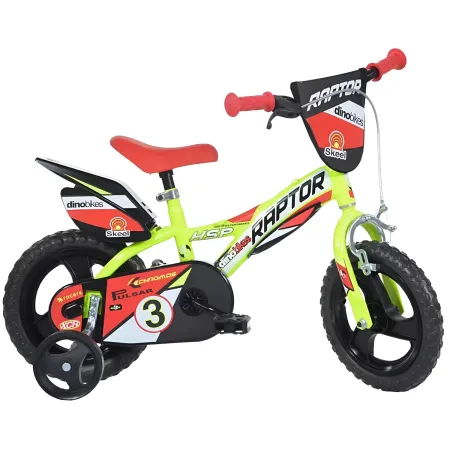 Bicicletta per Bambini 12" con 1 Freno Rotelle 3 4 5 anni Giallo Rosso