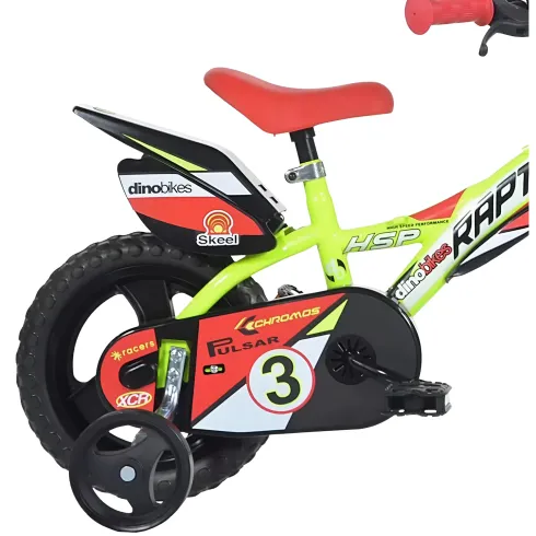 Bicicletta per Bambini 12" con 1 Freno Rotelle 3 4 5 anni Giallo Rosso