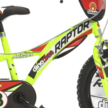 Bicicletta per Bambini 14" Freni Doppi Rotelle in Acciaio Giallo Rosso