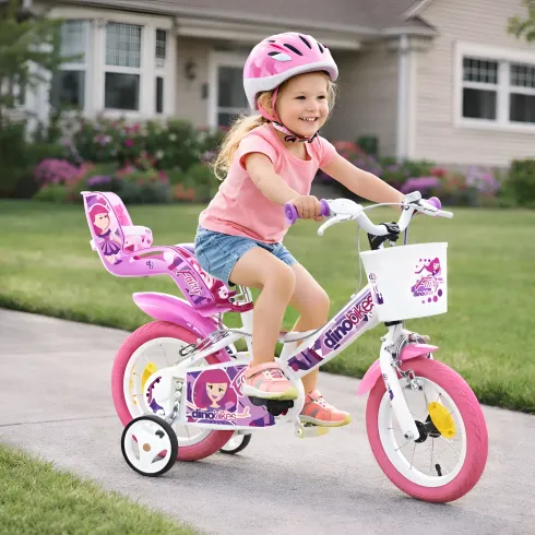 Bicicletta Rotelle per Bambine 12" Fairy Bianco Telaio Acciaio 2 Freni