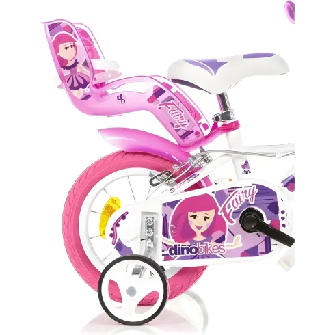 Bicicletta Rotelle per Bambine 12" Fairy Bianco Telaio Acciaio 2 Freni