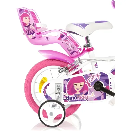 Bicicletta Rotelle per Bambine 12" Fairy Bianco Telaio Acciaio 2 Freni