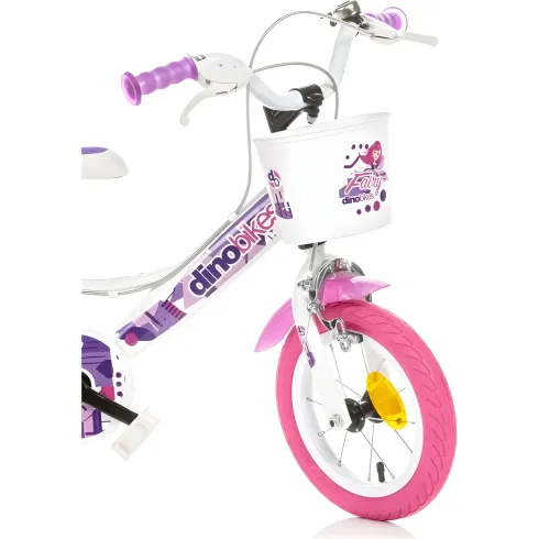 Bicicletta Rotelle per Bambine 12" Fairy Bianco Telaio Acciaio 2 Freni