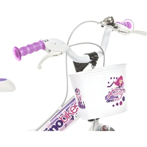 Bicicletta Rotelle per Bambine 12" Fairy Bianco Telaio Acciaio 2 Freni