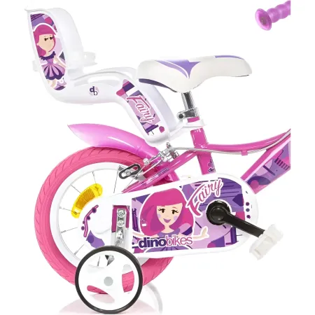 Bicicletta Rotelle per Bambine 12" Fairy Rosa Telaio Acciaio 2 Freni