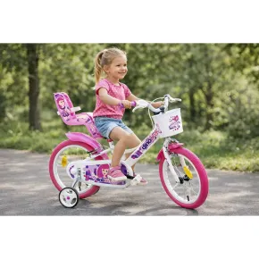 Bicicletta Rotelle per Bambine 16" Fairy Bianco Telaio Acciaio 2 Freni 2