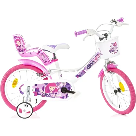 Bicicletta Rotelle per Bambine 16" Fairy Bianco Telaio Acciaio 2 Freni