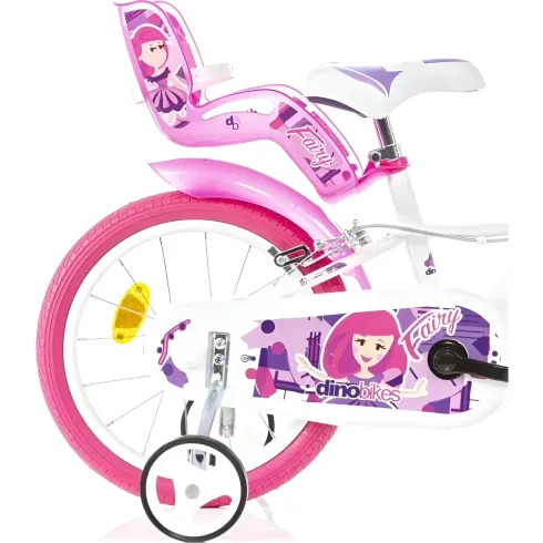 Bicicletta Rotelle per Bambine 16" Fairy Bianco Telaio Acciaio 2 Freni