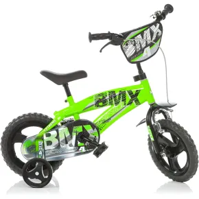 Bicicletta Rotelle per Bambini 12" BMX Verde con Freno Anteriore