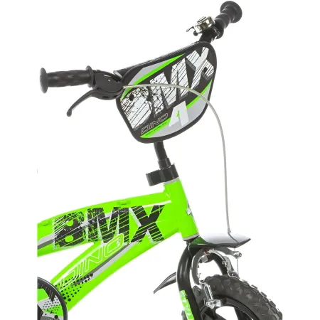 Bicicletta Rotelle per Bambini 12" BMX Verde con Freno Anteriore