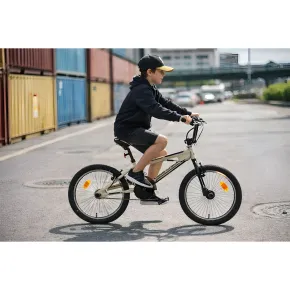 Bicicletta Freestyle 20" Nero Beige per Bambini Ragazzi Acciaio Hi-Ten 2