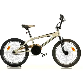 Bicicletta Freestyle 20" Nero Beige per Bambini Ragazzi Acciaio Hi-Ten