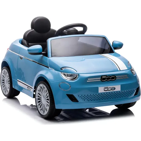 Auto Elettrica per Bambini Fiat 500 12V Blu Telecomando e Fari LED