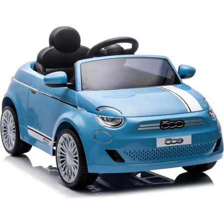 Auto Elettrica per Bambini Fiat 500 12V Blu Telecomando e Fari LED