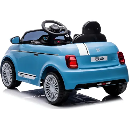 Auto Elettrica per Bambini Fiat 500 12V Blu Telecomando e Fari LED