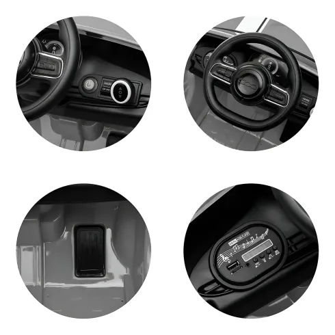 Auto Elettrica per Bambini Fiat 500 12V Blu Telecomando e Fari LED