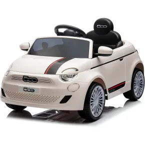 Auto Elettrica per Bambini Fiat 500 12V Bianco Telecomando e Fari LED
